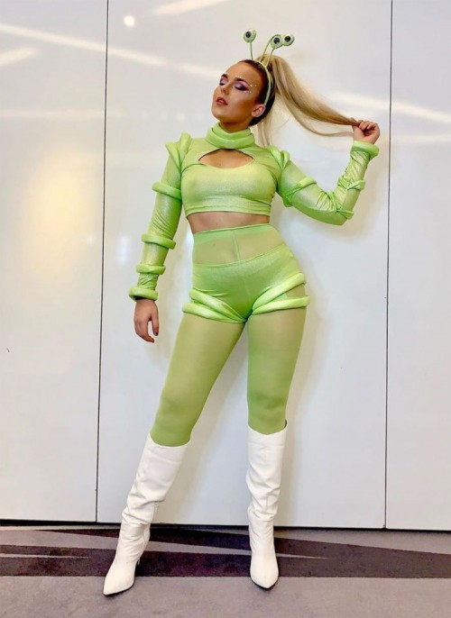 Tallia Storm Nipple Visible in Sexy Alien Costume (1)