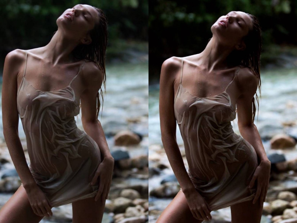 Candice Swanepoel Nipples in Wet Lingerie