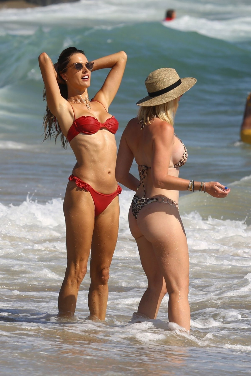 Alessandra Ambrosio in Red Wet Bikini