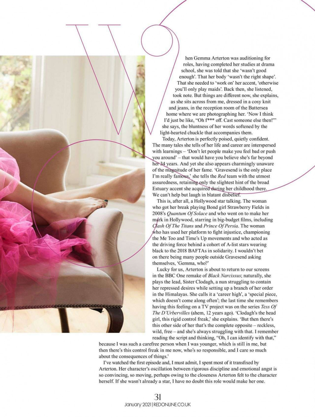 Gemma Arterton sexy Feet in  Red Magazine  January 2021